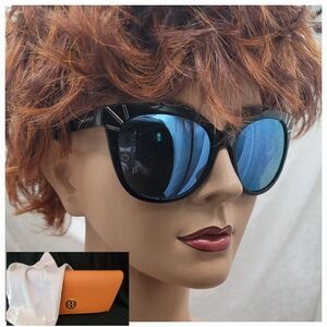 NWT Tory Burch TY9051 13722 Black Frame Mirror Flash Polarized Lenses Sunglasses